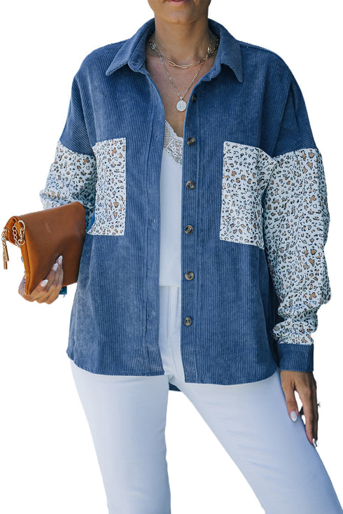 Patchwork Corduroy Buttoned Shirt Jacket